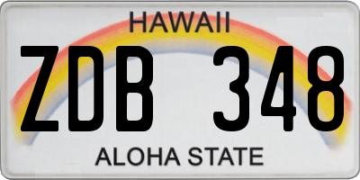 HI license plate ZDB348