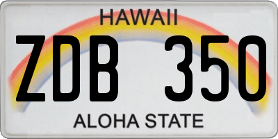 HI license plate ZDB350