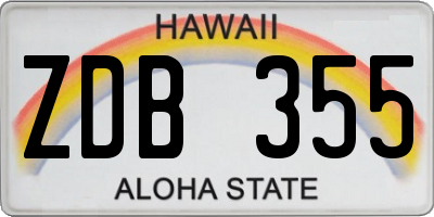 HI license plate ZDB355