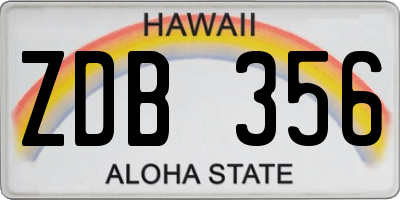 HI license plate ZDB356
