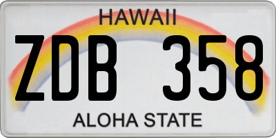 HI license plate ZDB358