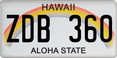 HI license plate ZDB360