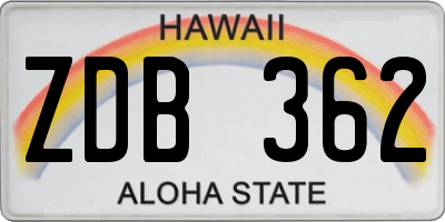 HI license plate ZDB362