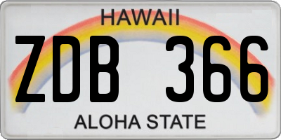 HI license plate ZDB366