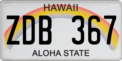 HI license plate ZDB367