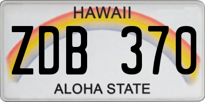 HI license plate ZDB370