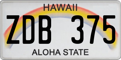 HI license plate ZDB375