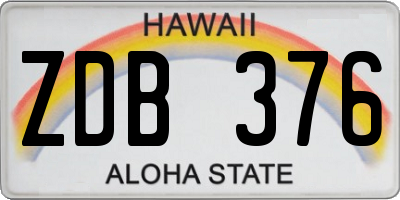HI license plate ZDB376