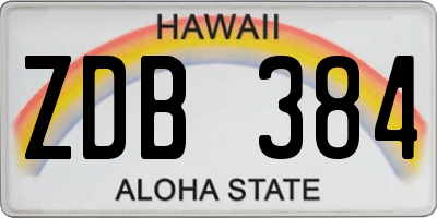 HI license plate ZDB384