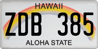 HI license plate ZDB385