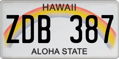 HI license plate ZDB387