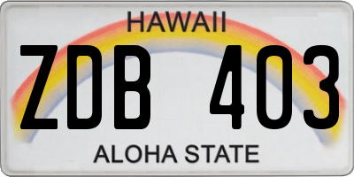 HI license plate ZDB403