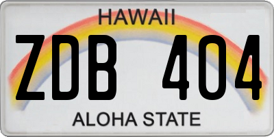 HI license plate ZDB404