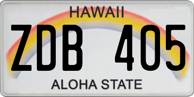 HI license plate ZDB405