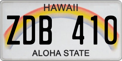 HI license plate ZDB410