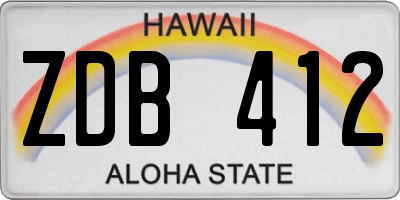 HI license plate ZDB412