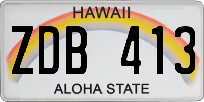 HI license plate ZDB413