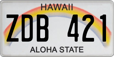 HI license plate ZDB421