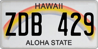HI license plate ZDB429