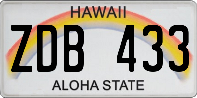 HI license plate ZDB433