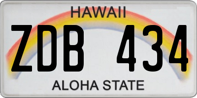 HI license plate ZDB434