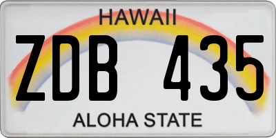 HI license plate ZDB435