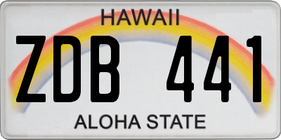 HI license plate ZDB441
