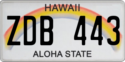 HI license plate ZDB443