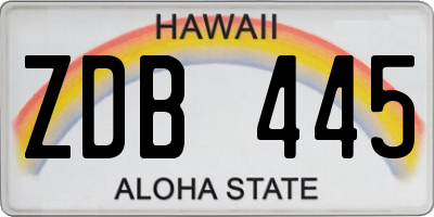 HI license plate ZDB445