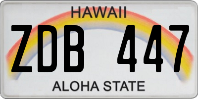 HI license plate ZDB447