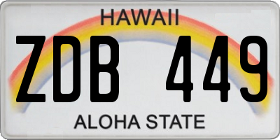 HI license plate ZDB449
