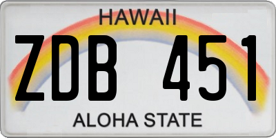 HI license plate ZDB451