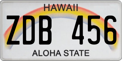 HI license plate ZDB456