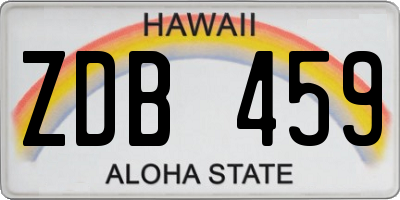 HI license plate ZDB459