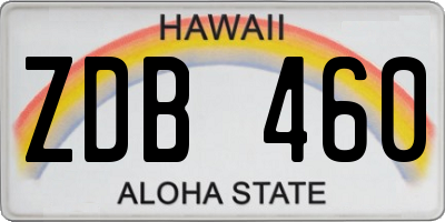 HI license plate ZDB460
