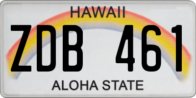 HI license plate ZDB461