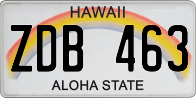 HI license plate ZDB463