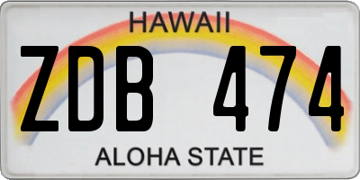 HI license plate ZDB474
