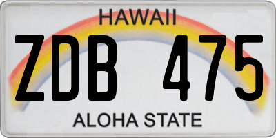 HI license plate ZDB475