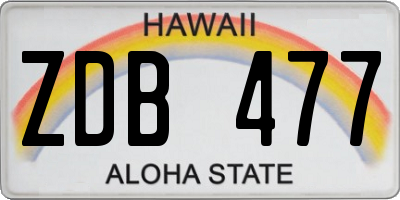 HI license plate ZDB477