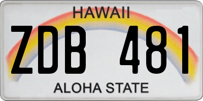 HI license plate ZDB481