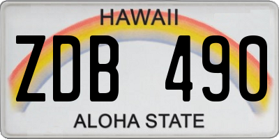 HI license plate ZDB490