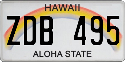 HI license plate ZDB495