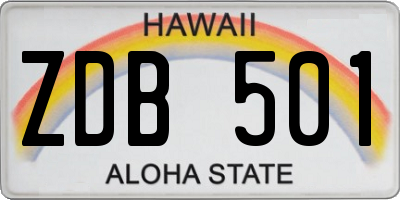 HI license plate ZDB501