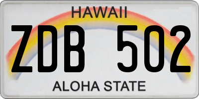 HI license plate ZDB502
