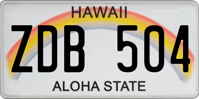 HI license plate ZDB504