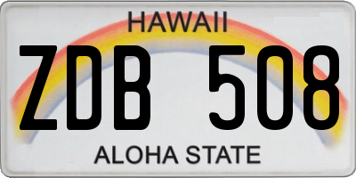 HI license plate ZDB508