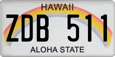 HI license plate ZDB511