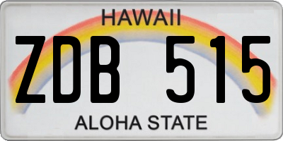 HI license plate ZDB515