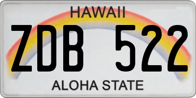 HI license plate ZDB522